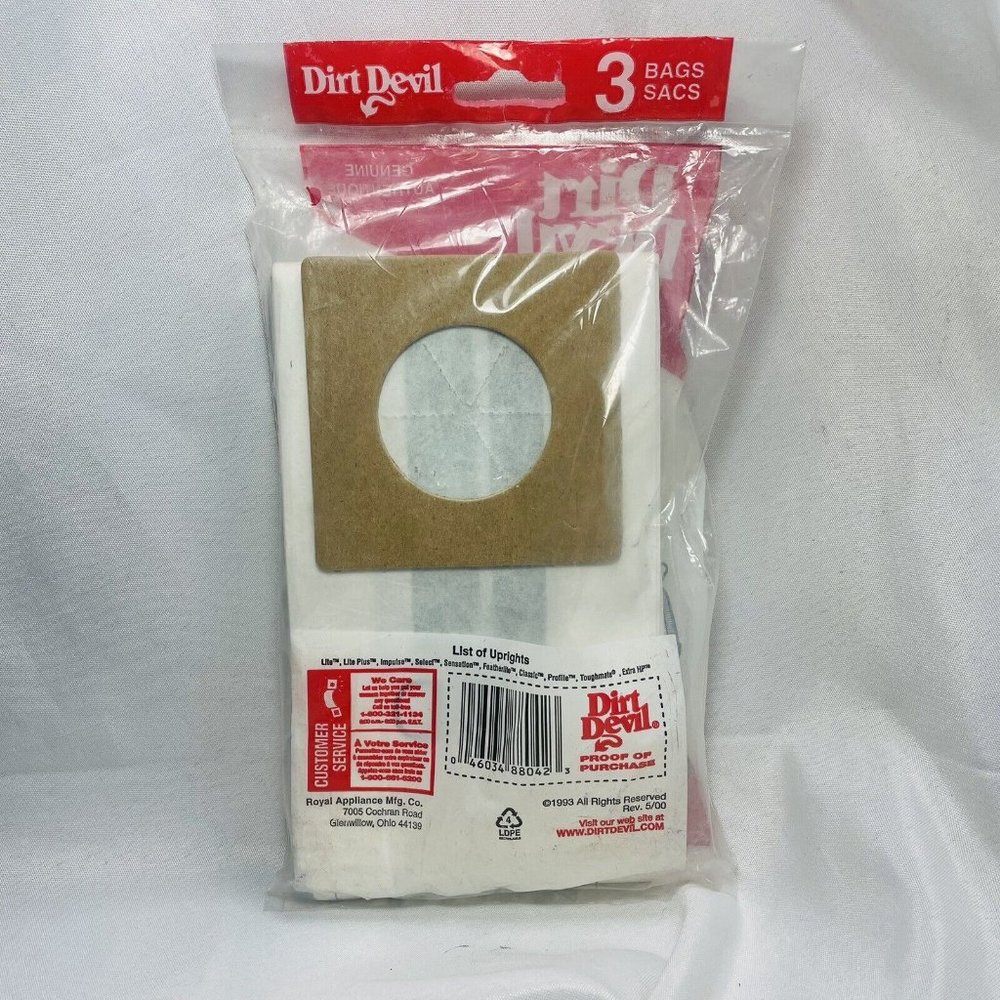 Dirt Devil Type D 3-670147-001 Vacuum cleaner bags 3 Bags  Vintage 1993 Genuine